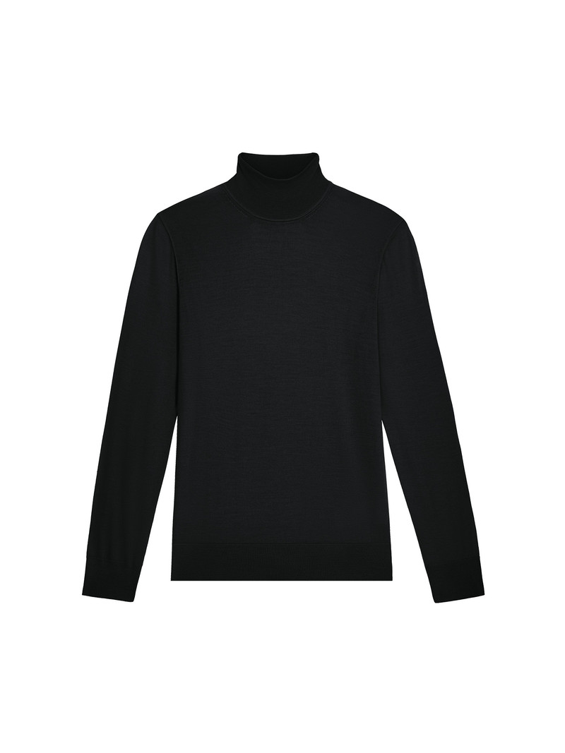 Women’s Regenerative Merino Wool Turtleneck Sweater - Black 1