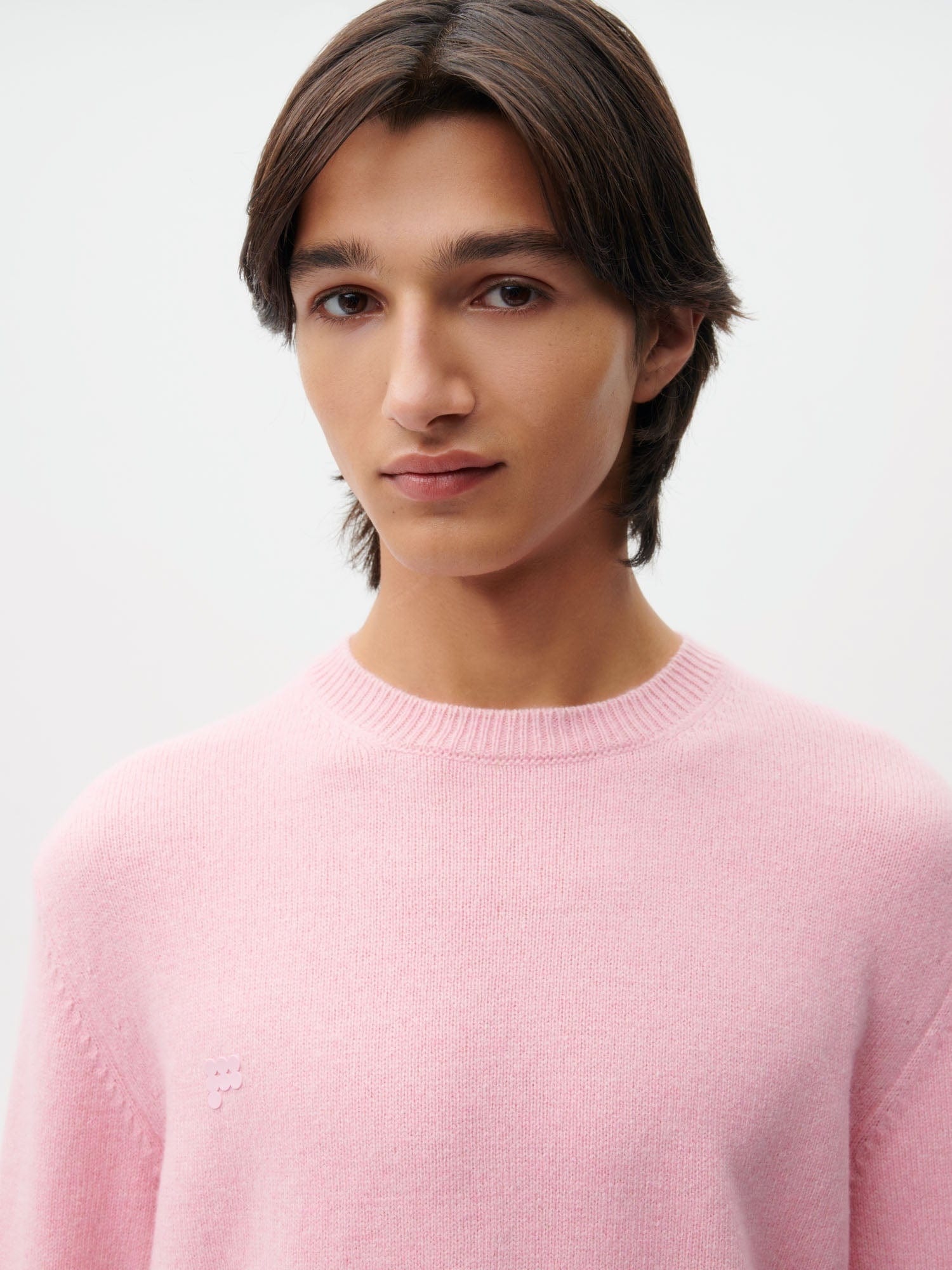 Mens Recycled Cashmere Crewneck Sweatshirt - Sakura Pink - 3