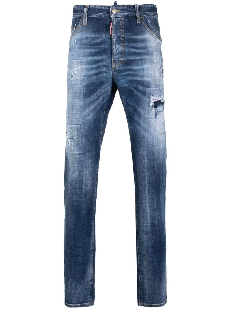slim-fit distressed-finish jeans - 1