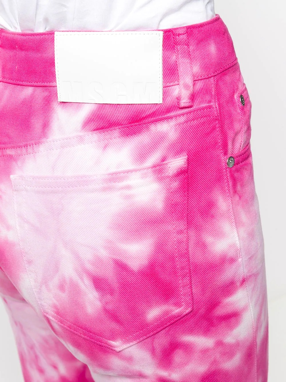 tie-dye print cropped jeans - 5