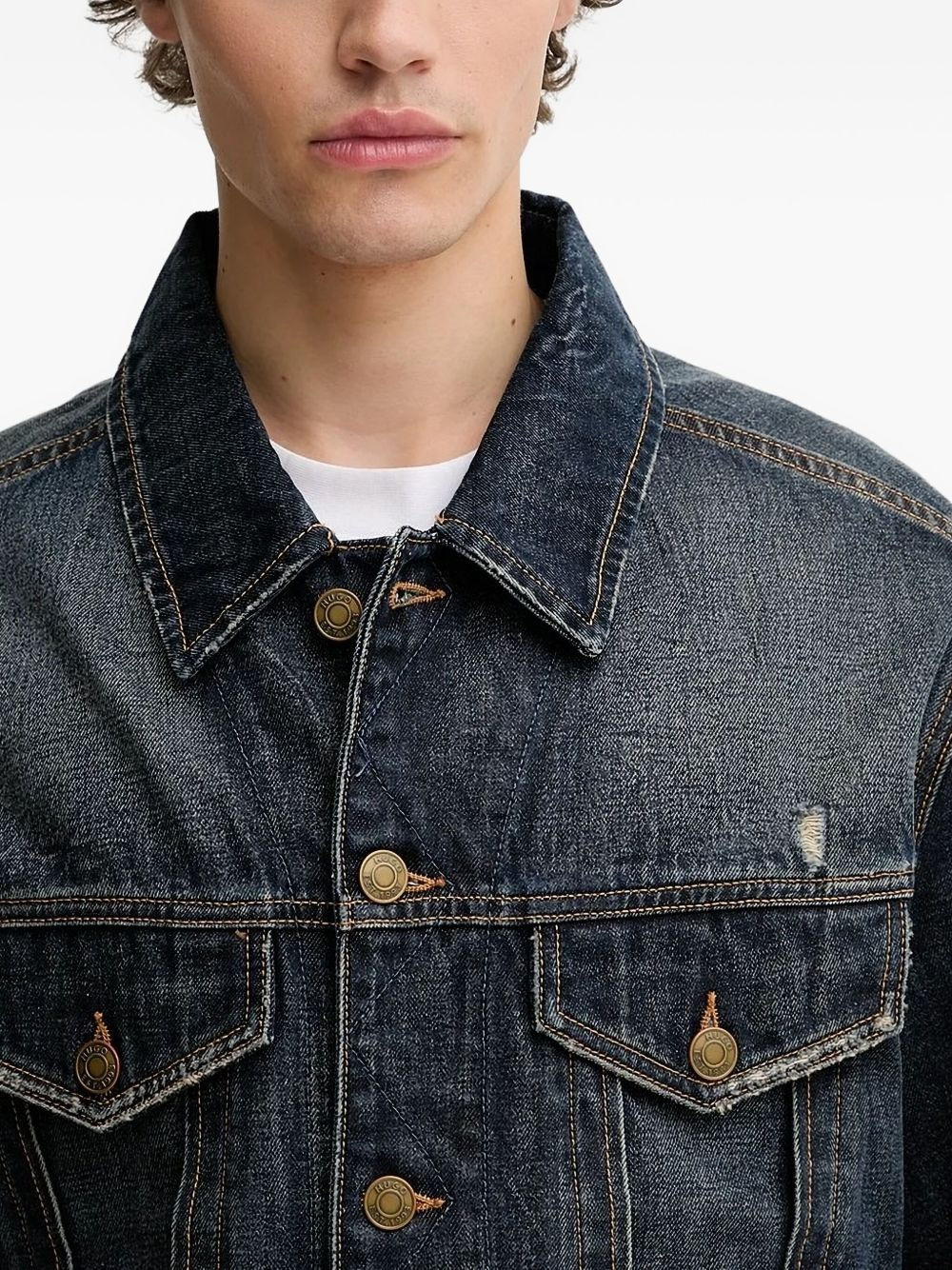 distressed denim jacket - 3
