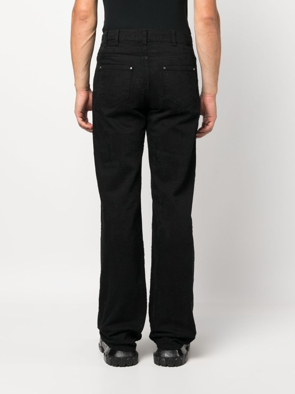 frayed-stitch straight-leg jeans - 4