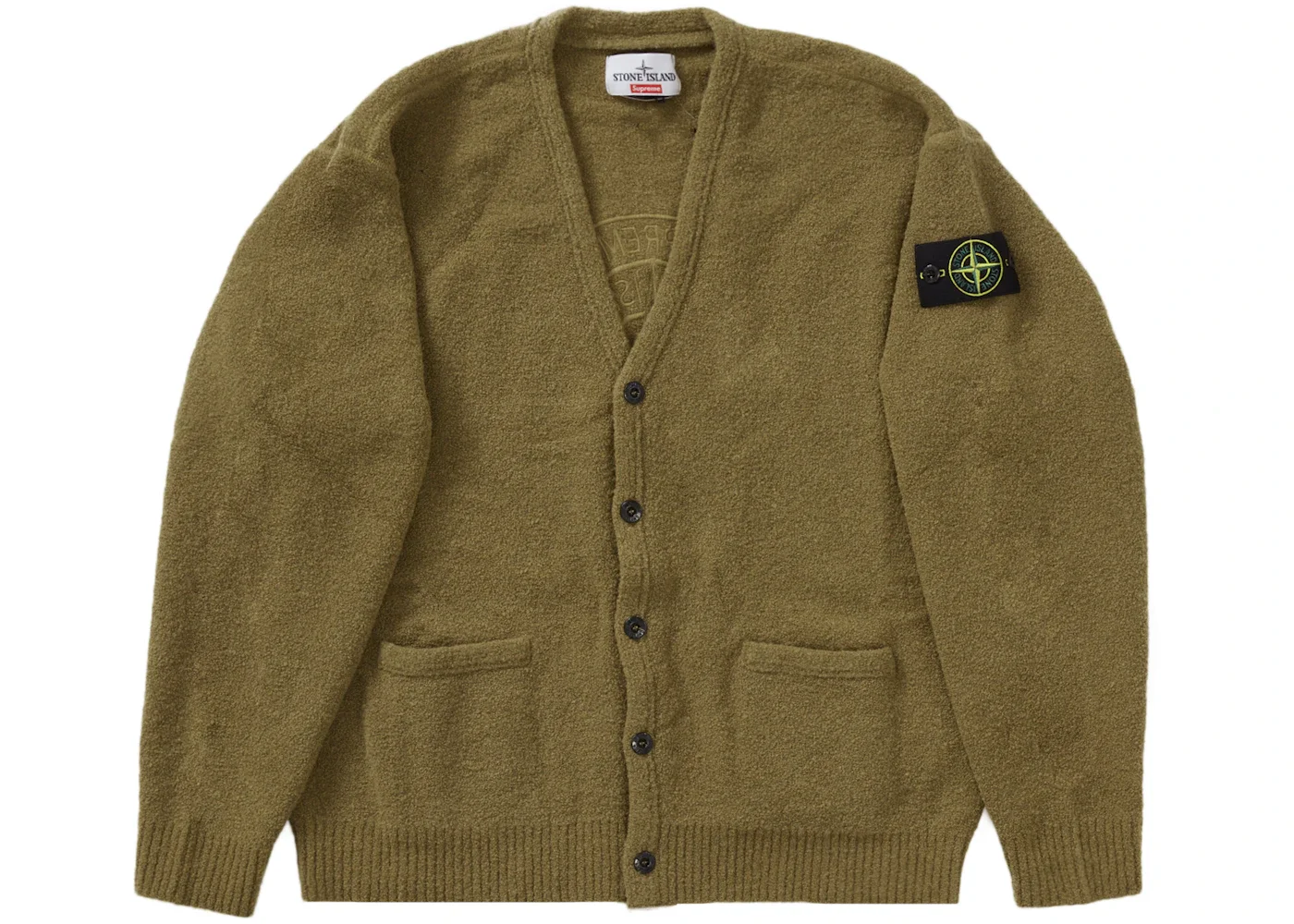 Supreme Stone Island Bouclé Cardigan Olive - 1