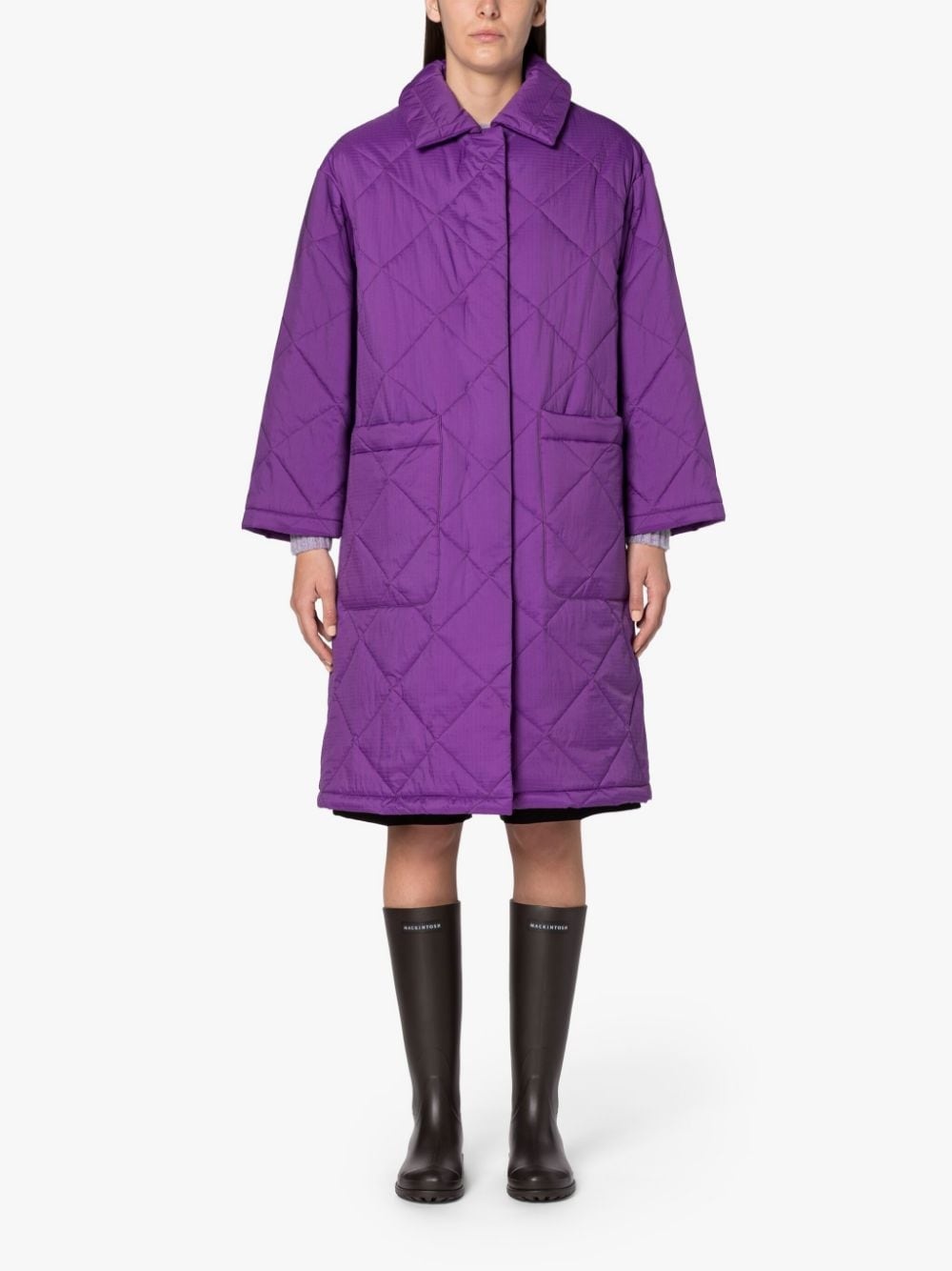 KENNA PURPLE NYLON QUILTED COAT - 3