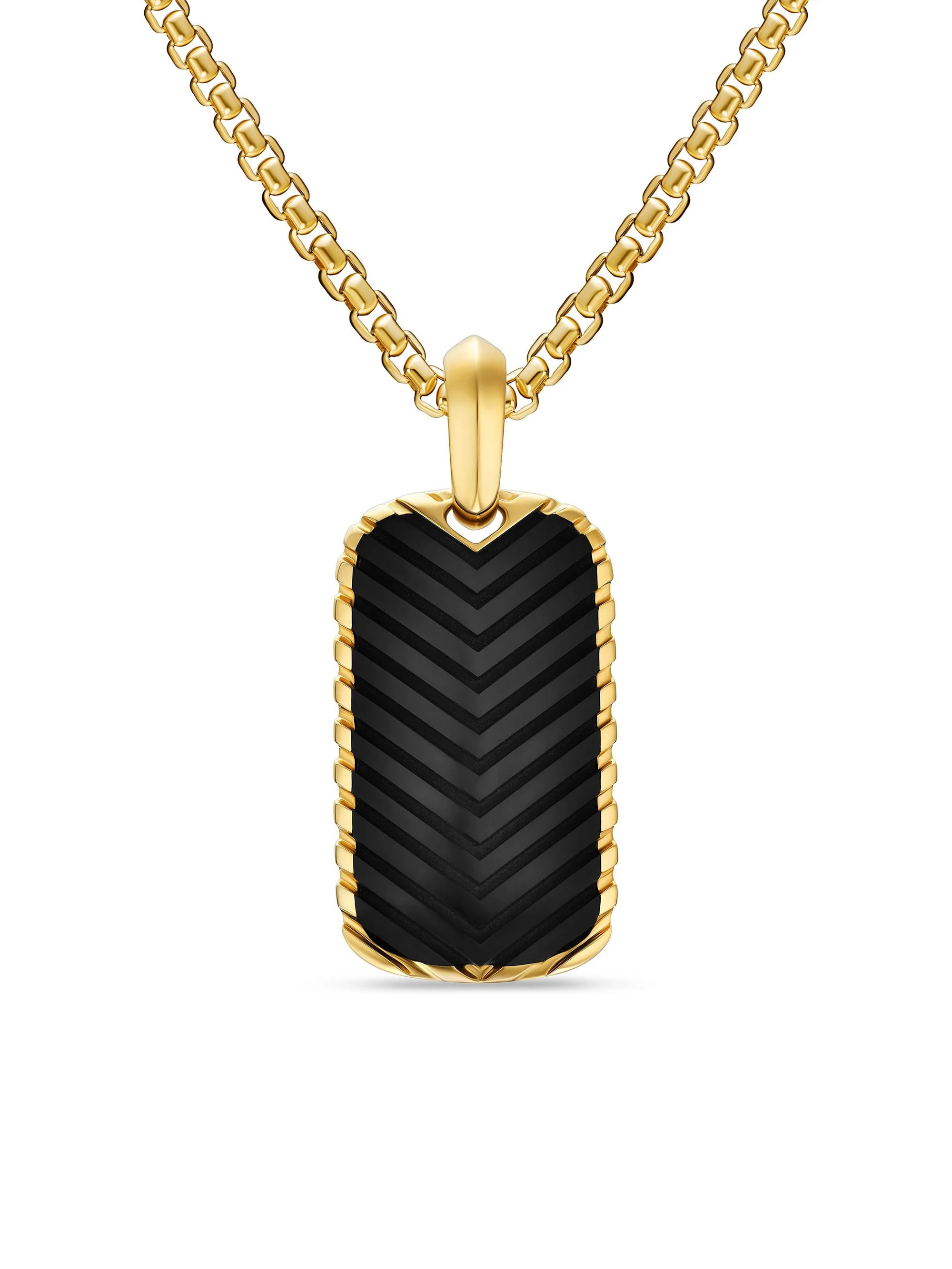 Men's Chevron Tag in 18K Yellow Gold - Black Onyx - 1