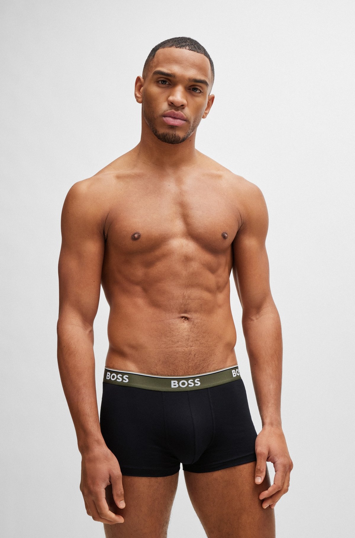 THREE-PACK OF STRETCH-COTTON TRUNKS WITH LOGO WAISTBANDS - 6
