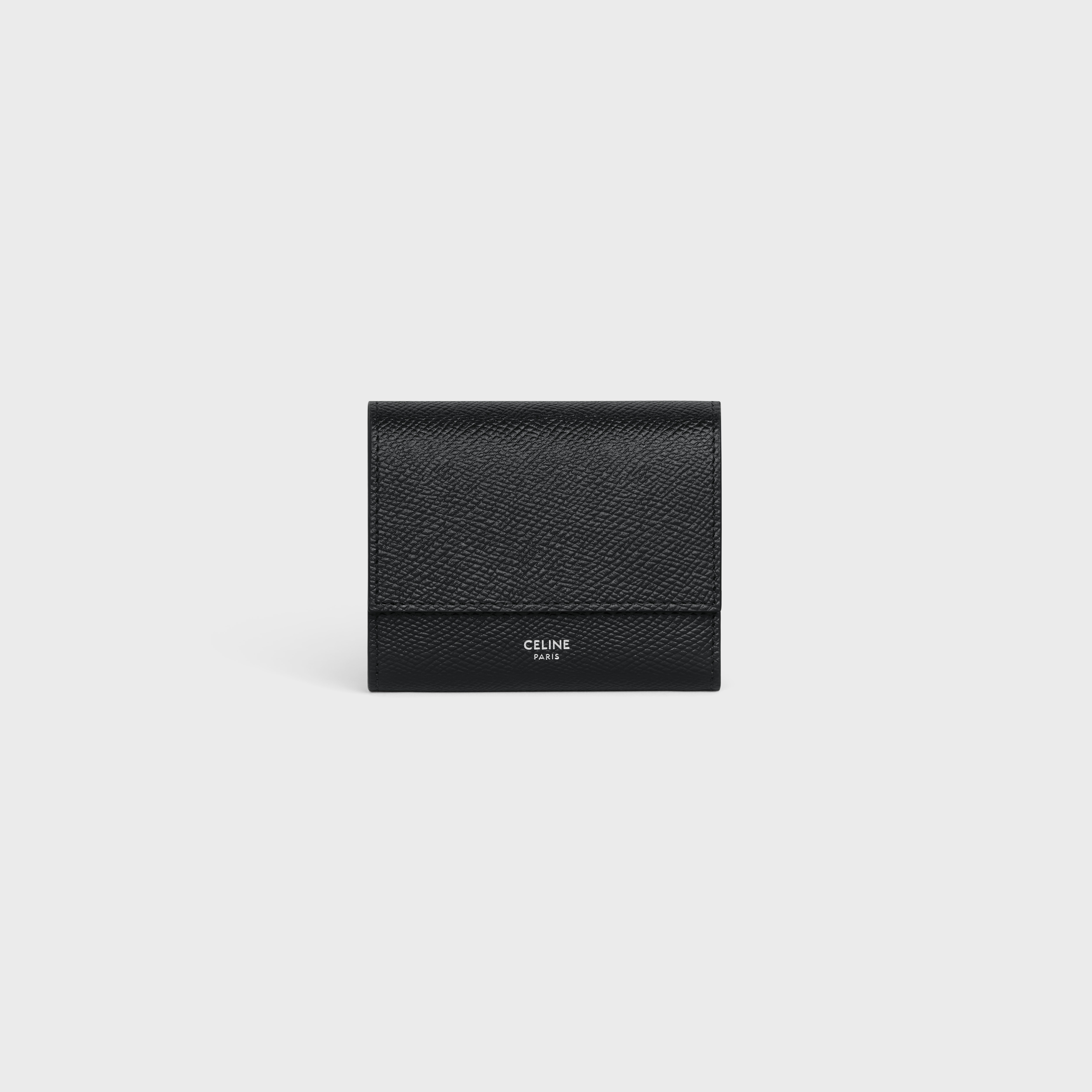 Celine - Folded Compact Wallet in Grained Calfskin Black for Men - 24S