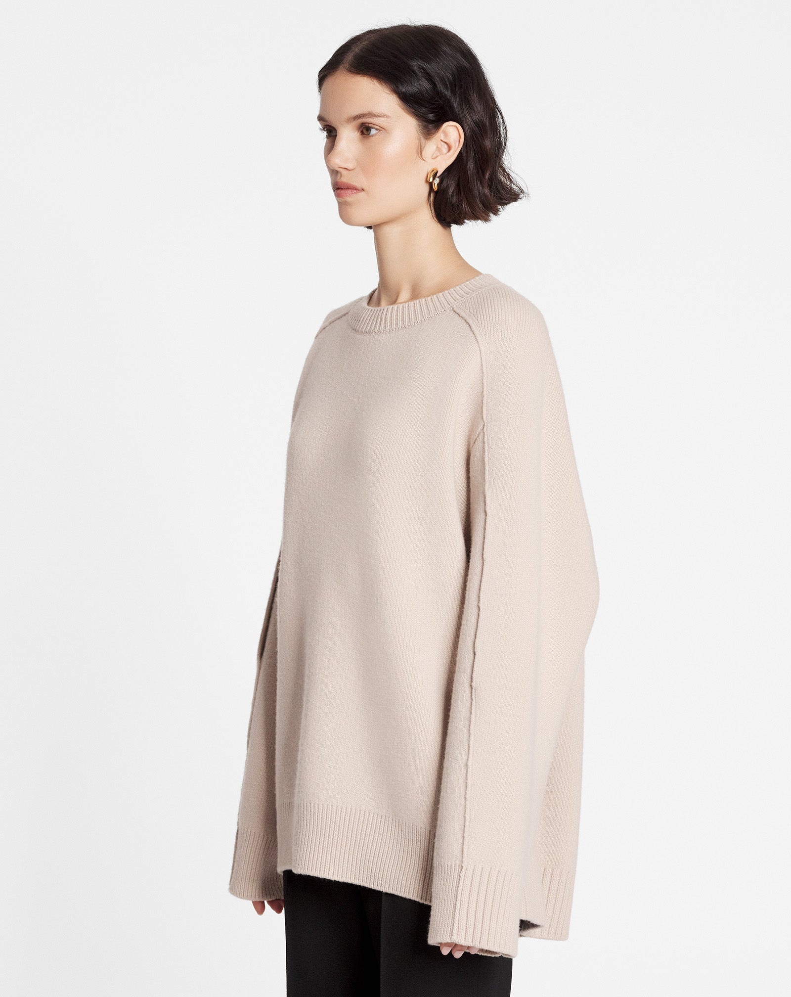 WOOL AND CASHMERE ROUND-NECK CAPE SWEATER - 4