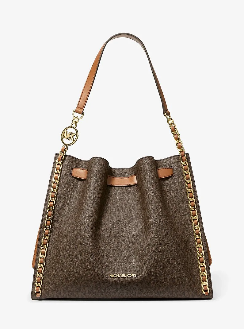 Mina Large Signature Logo Chain Shoulder Bag - 1