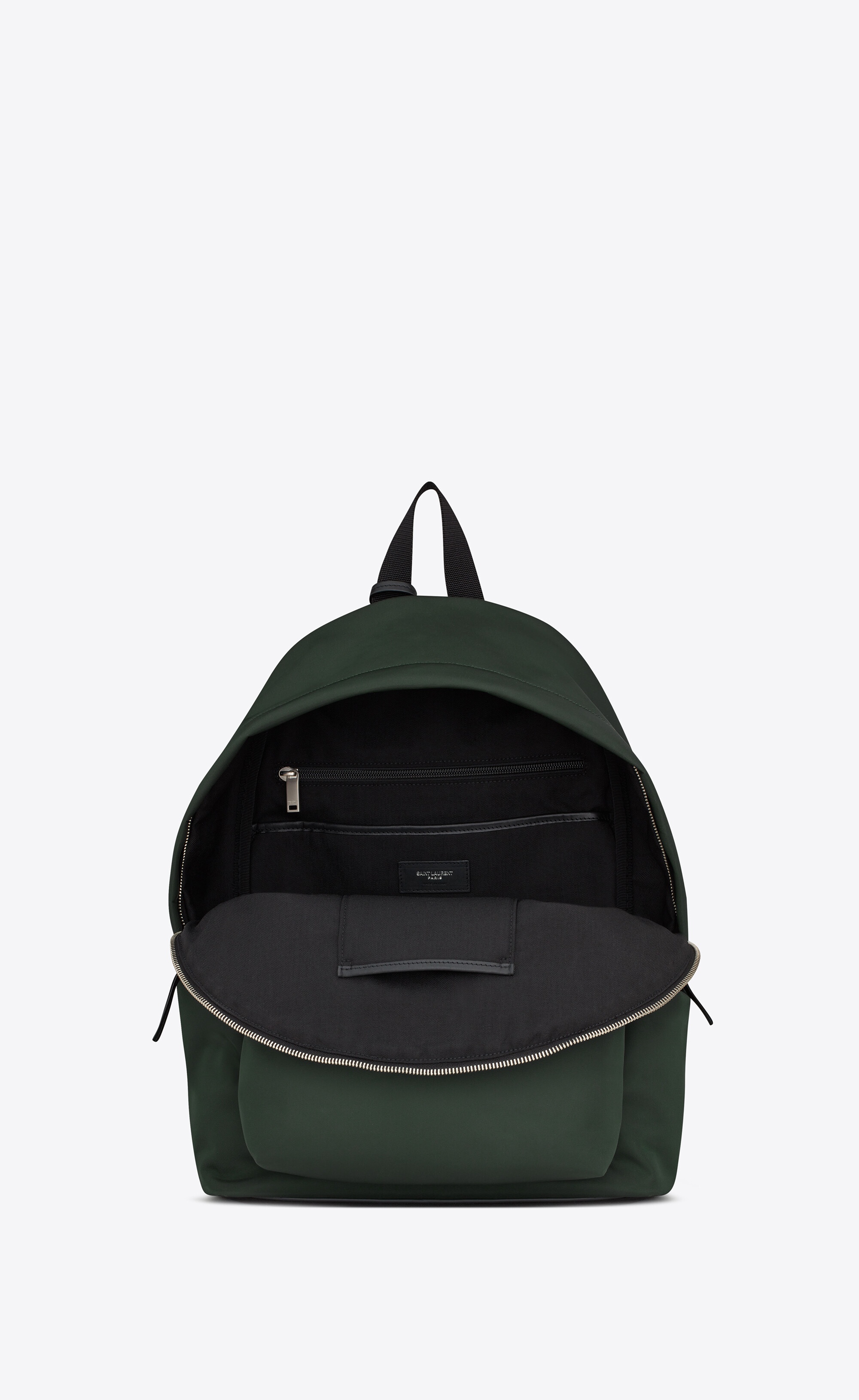 city backpack in econyl®, smooth leather and nylon - 4