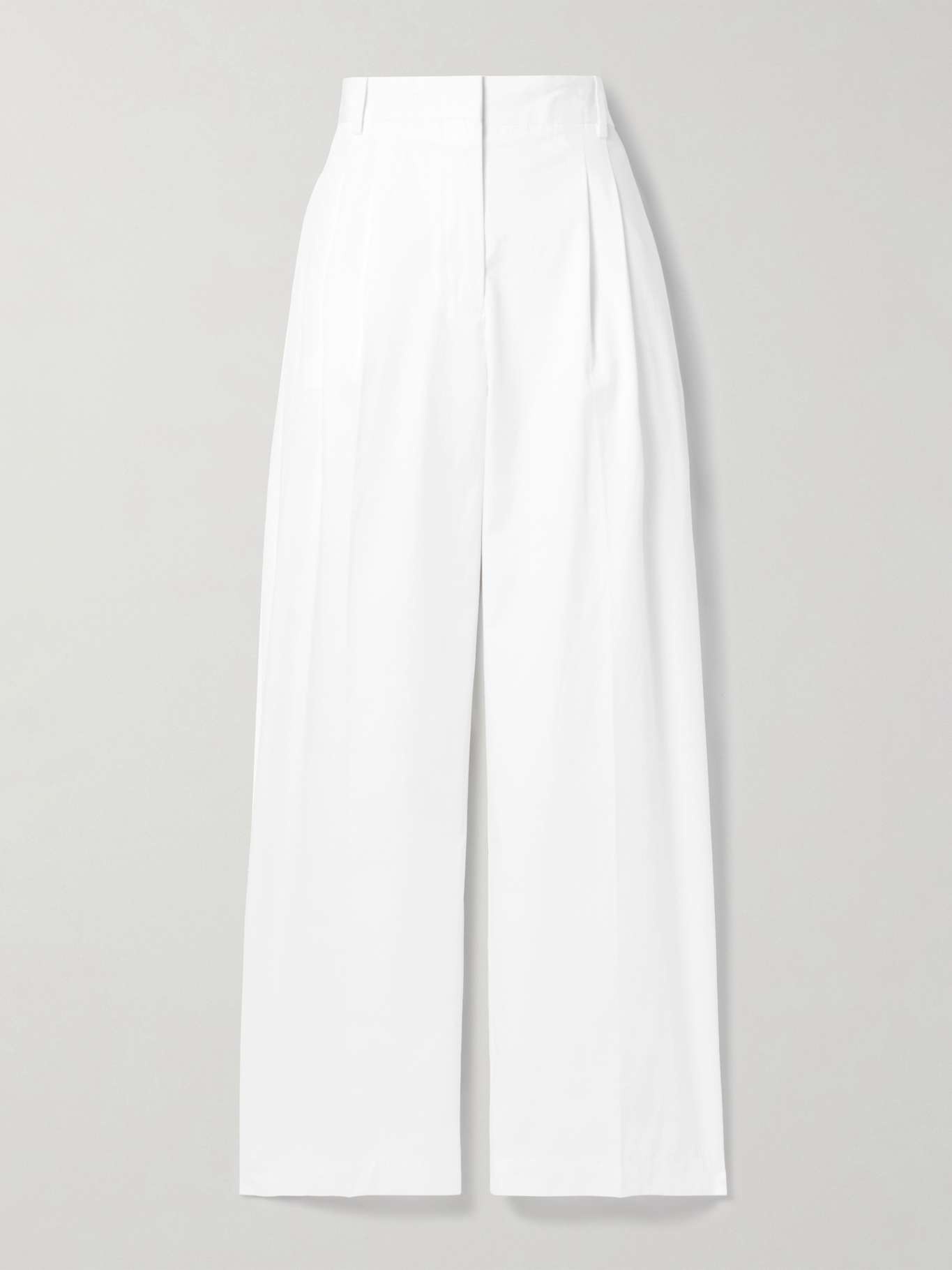 Pleated cotton wide-leg pants - 1