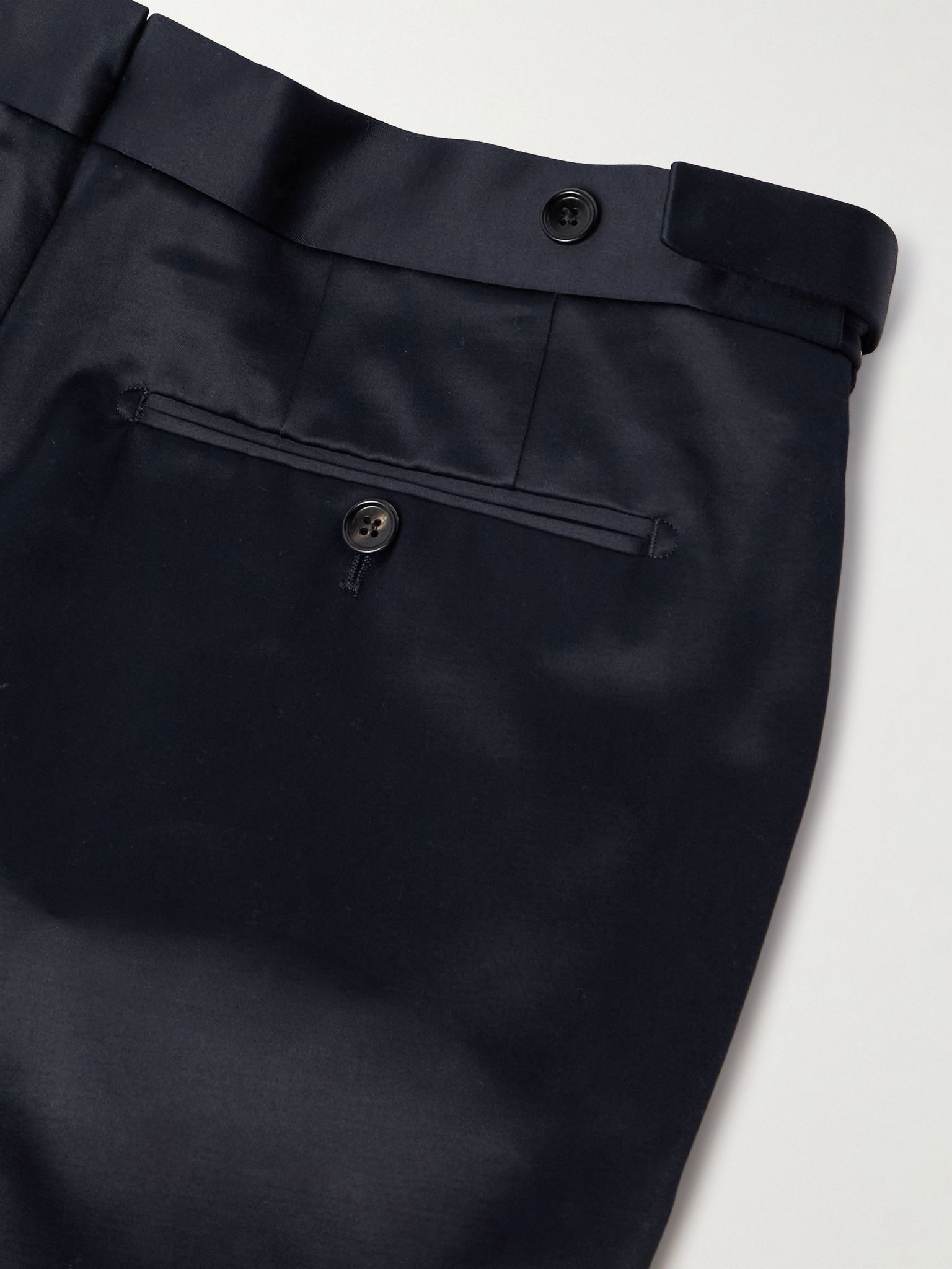 Dyllan Straight-Leg Cotton-Satin Trousers Navy - 5