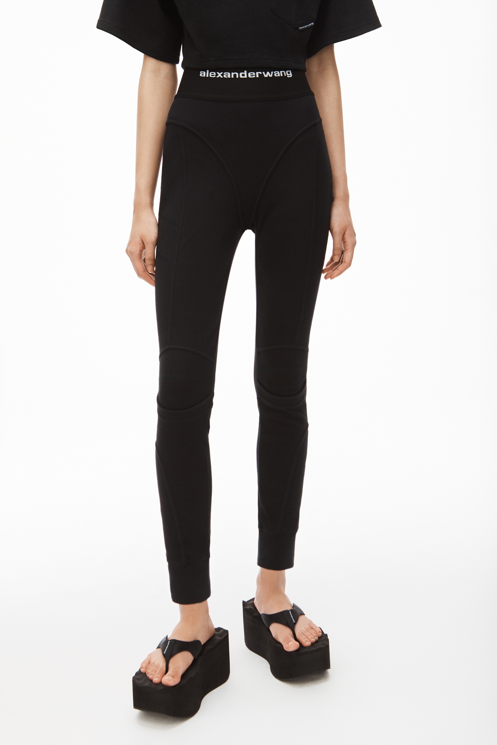 LOGO ELASTIC LEGGING IN RIBBED JERSEY - 3