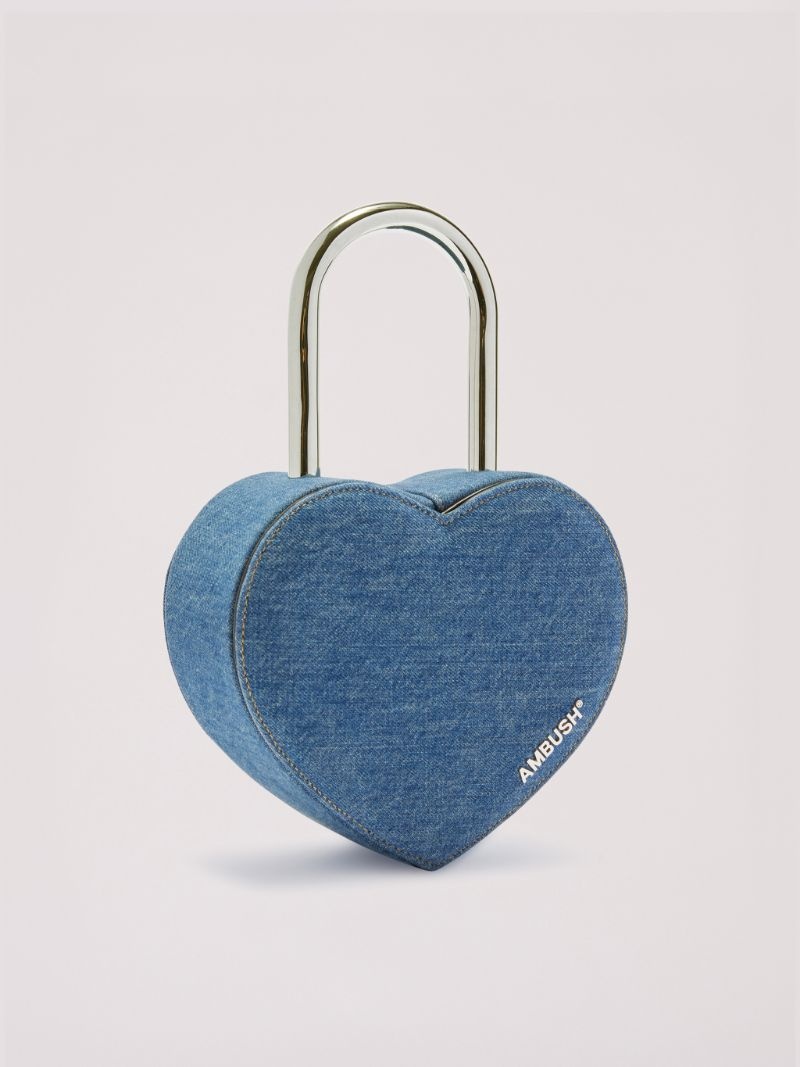 Denim Heart Padlock Bag - 4