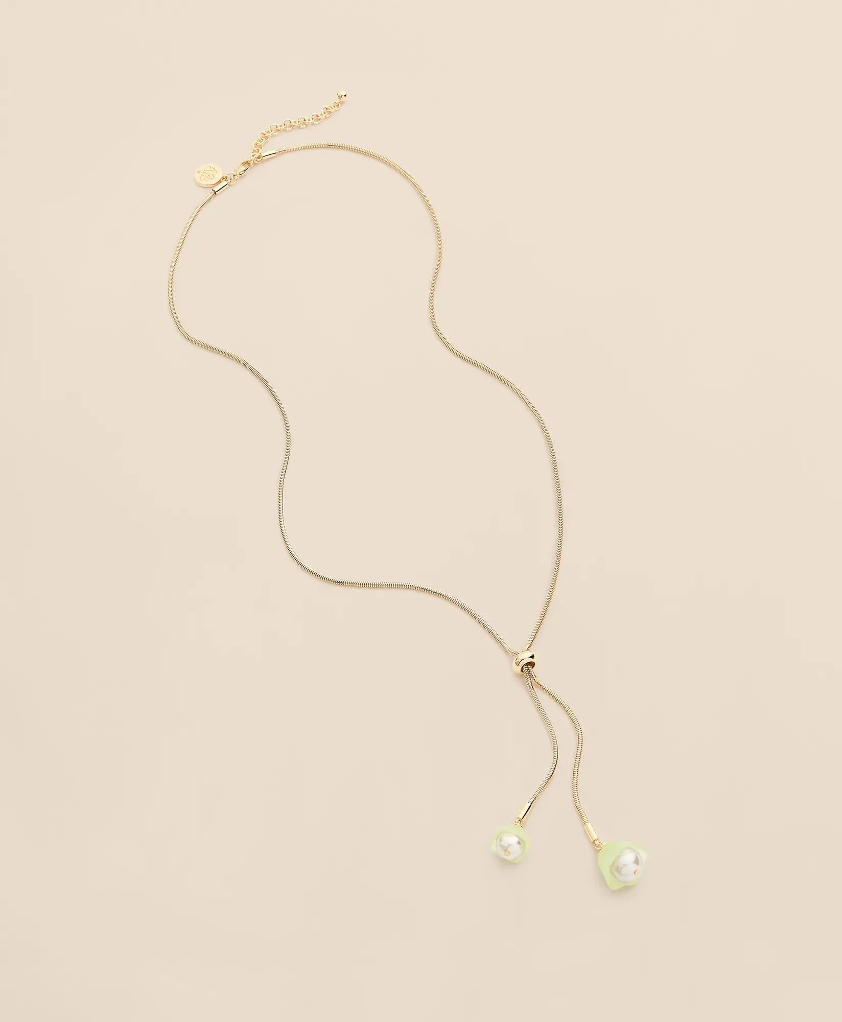 Gold-Tone Faux Pearl Lariat Necklace - 1