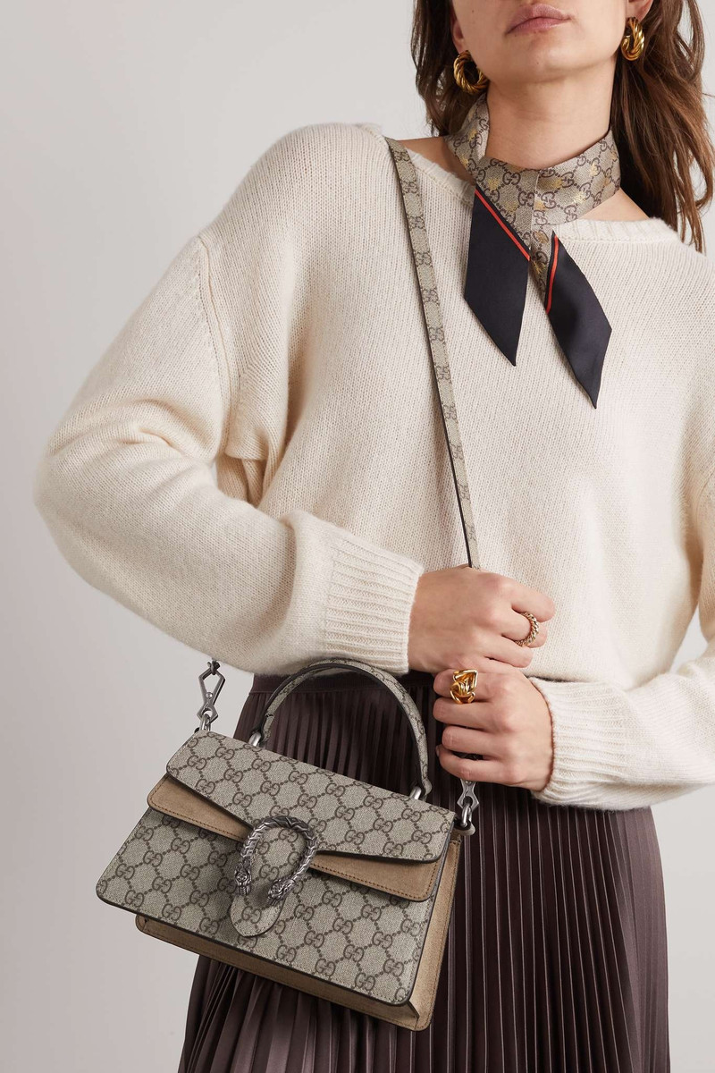 GUCCI Dionysus embellished suede-trimmed printed coated-canvas shoulder bag outlook