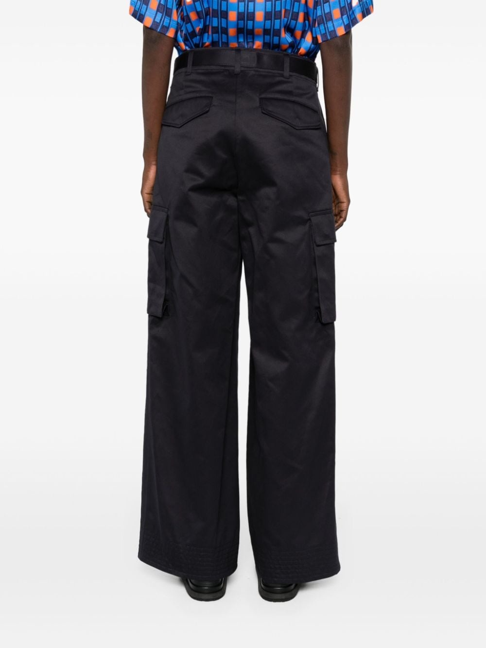 high-waist wide-leg cargo pants - 4