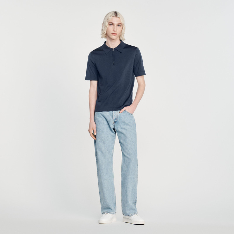 Sandro Knitted polo shirt with zip collar outlook