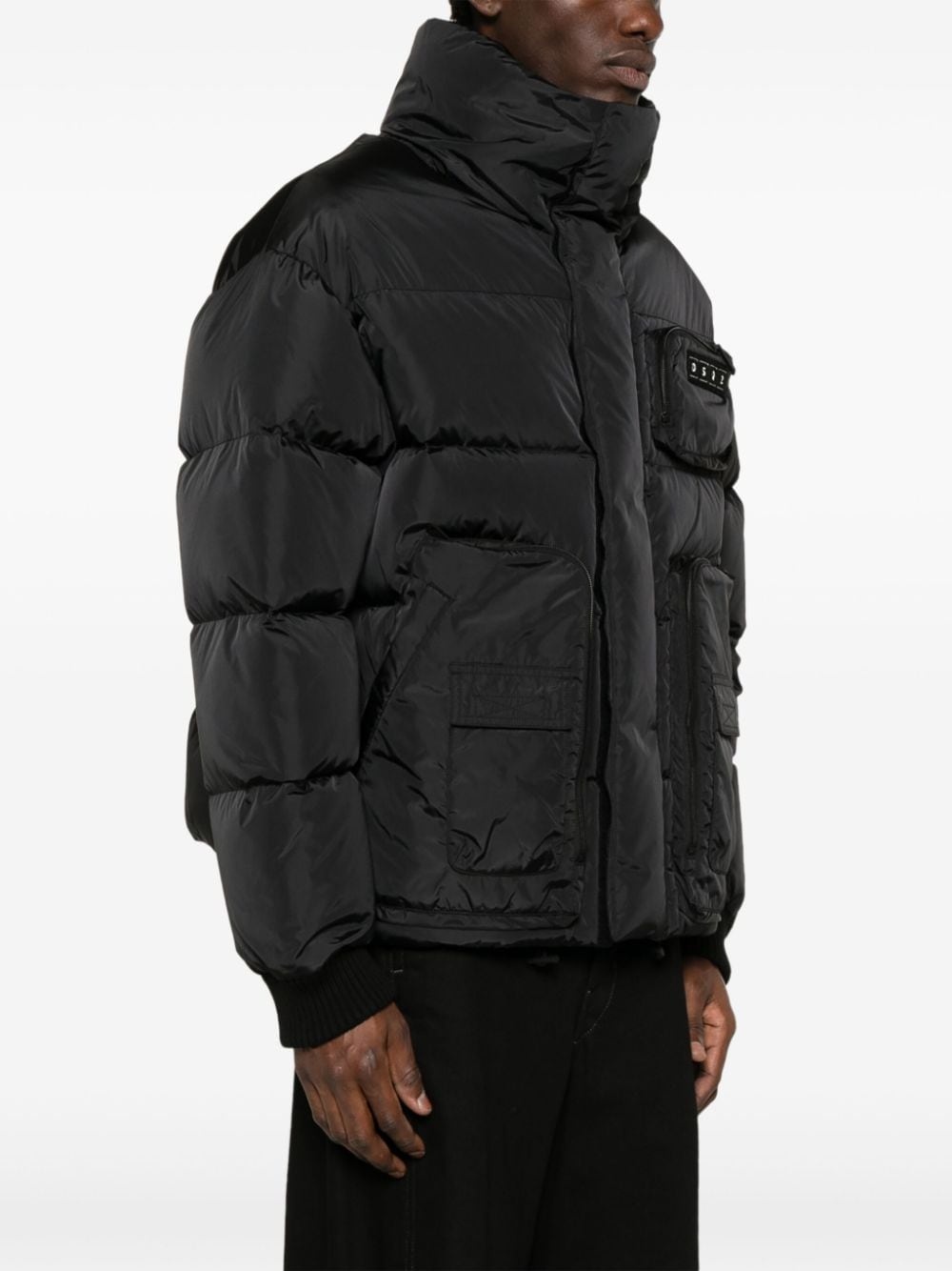 logo-appliquéd puffer jacket - 3