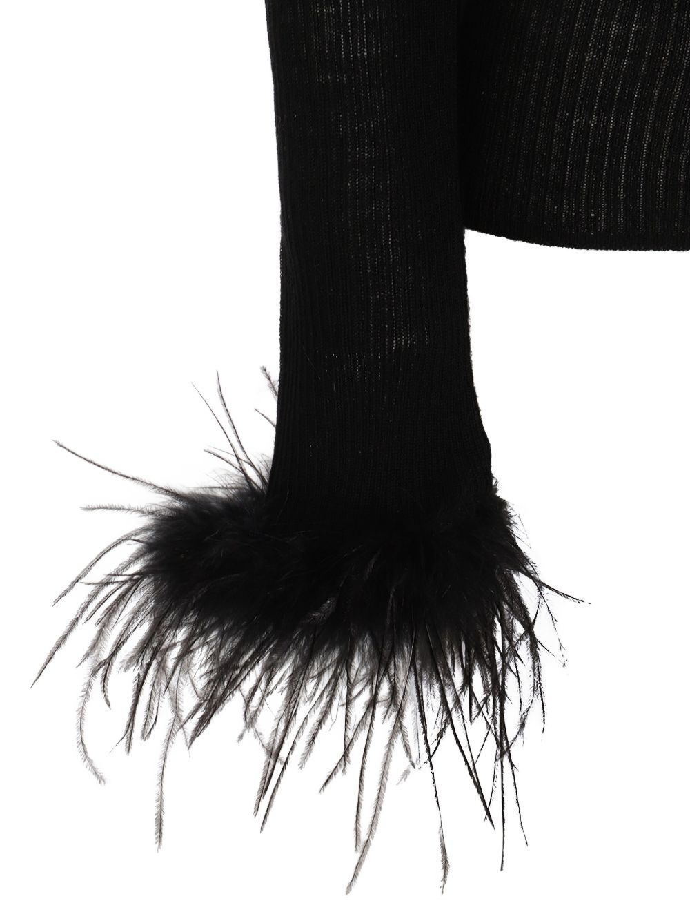 feather-trimmed ribbed-knit jumper - 4