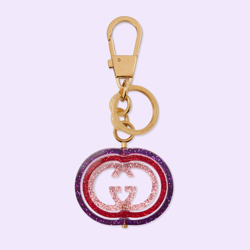 GUCCI Interlocking G glitter keychain outlook