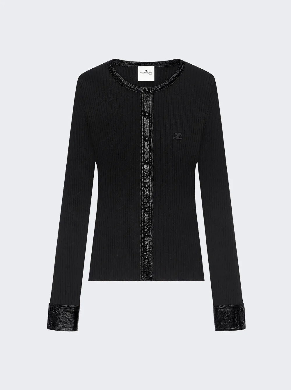 Vinyl And Knit Cardigan Black - 1