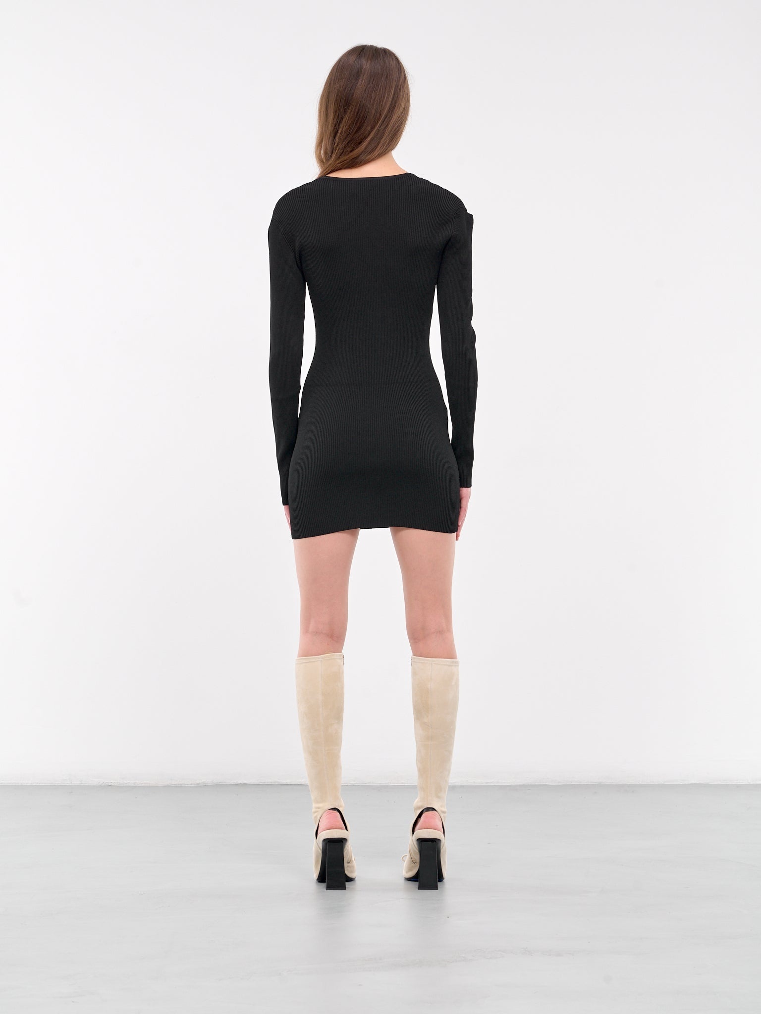 Pearl Shoulders Ribbed Mini Dress - 3