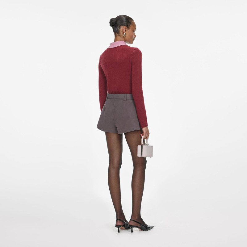 self-portrait Burgundy Pink Contrast Collar Knit Top outlook