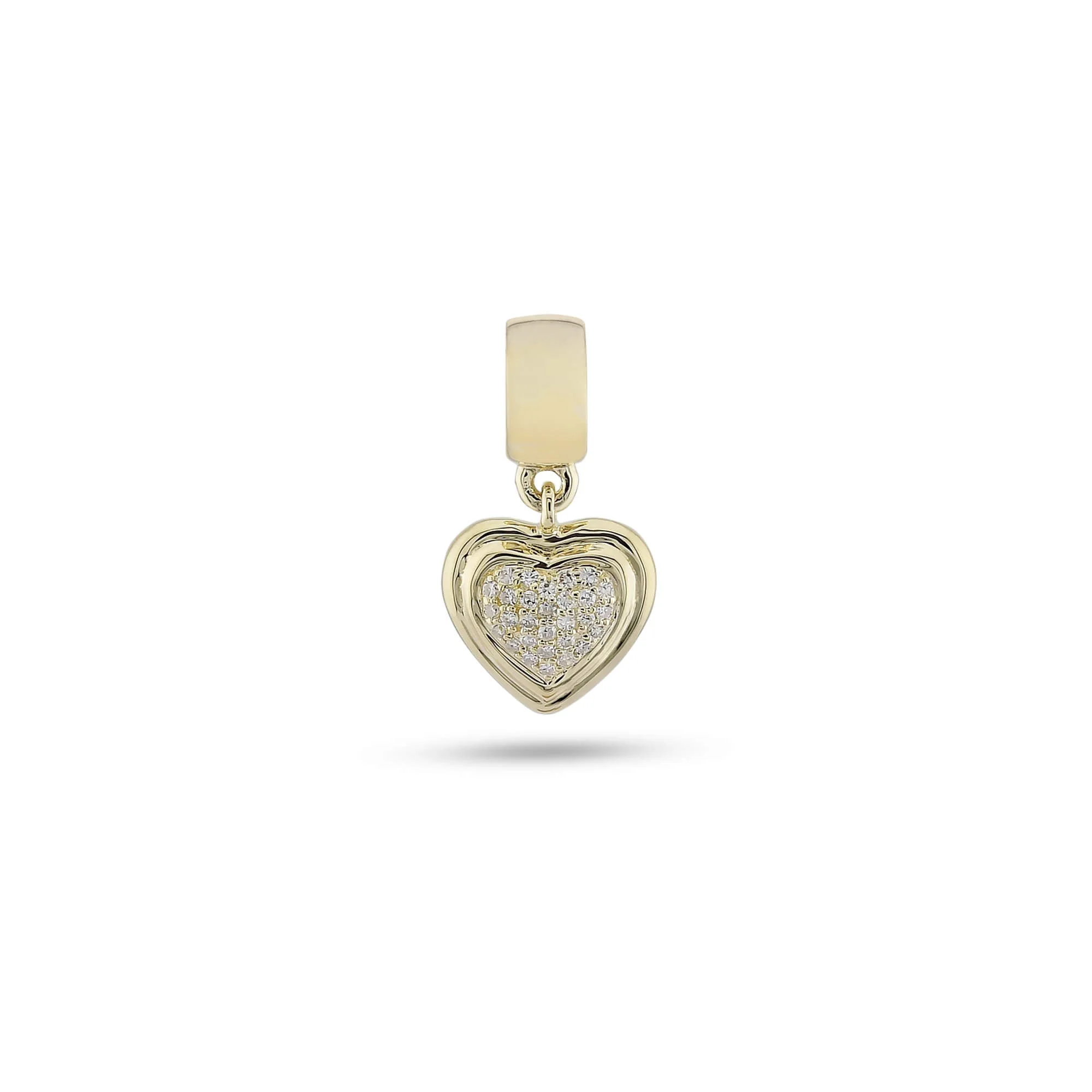 Puffed Pave Heart Charm - 1