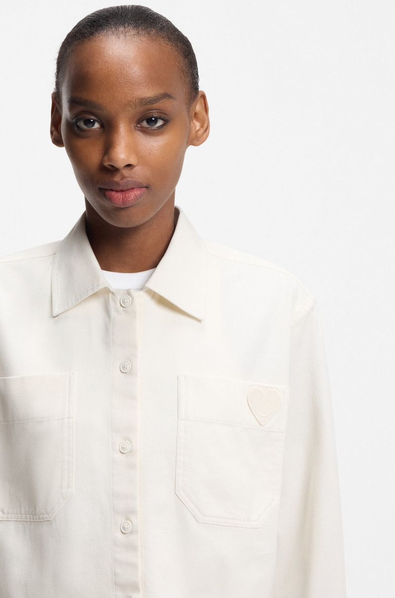 RELAXED-FIT BLOUSE IN COTTON WITH HAPPY HUGO LOGO 4