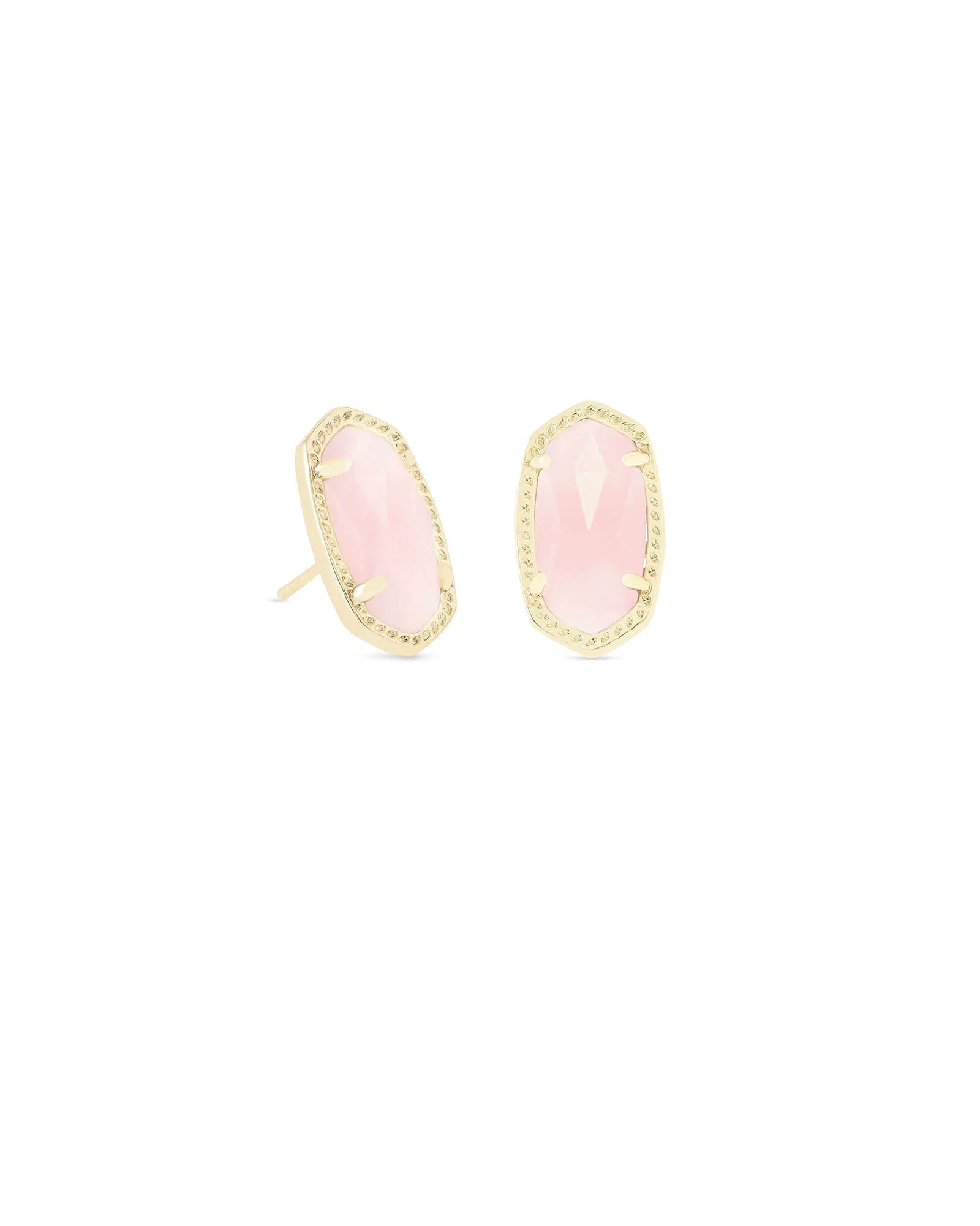 Ellie Gold Stud Earrings in Rose Quartz - 1