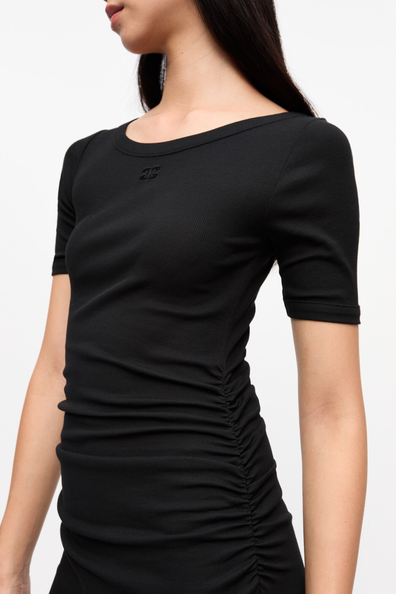 BLACK SOFT COTTON RIB DRESS - 5
