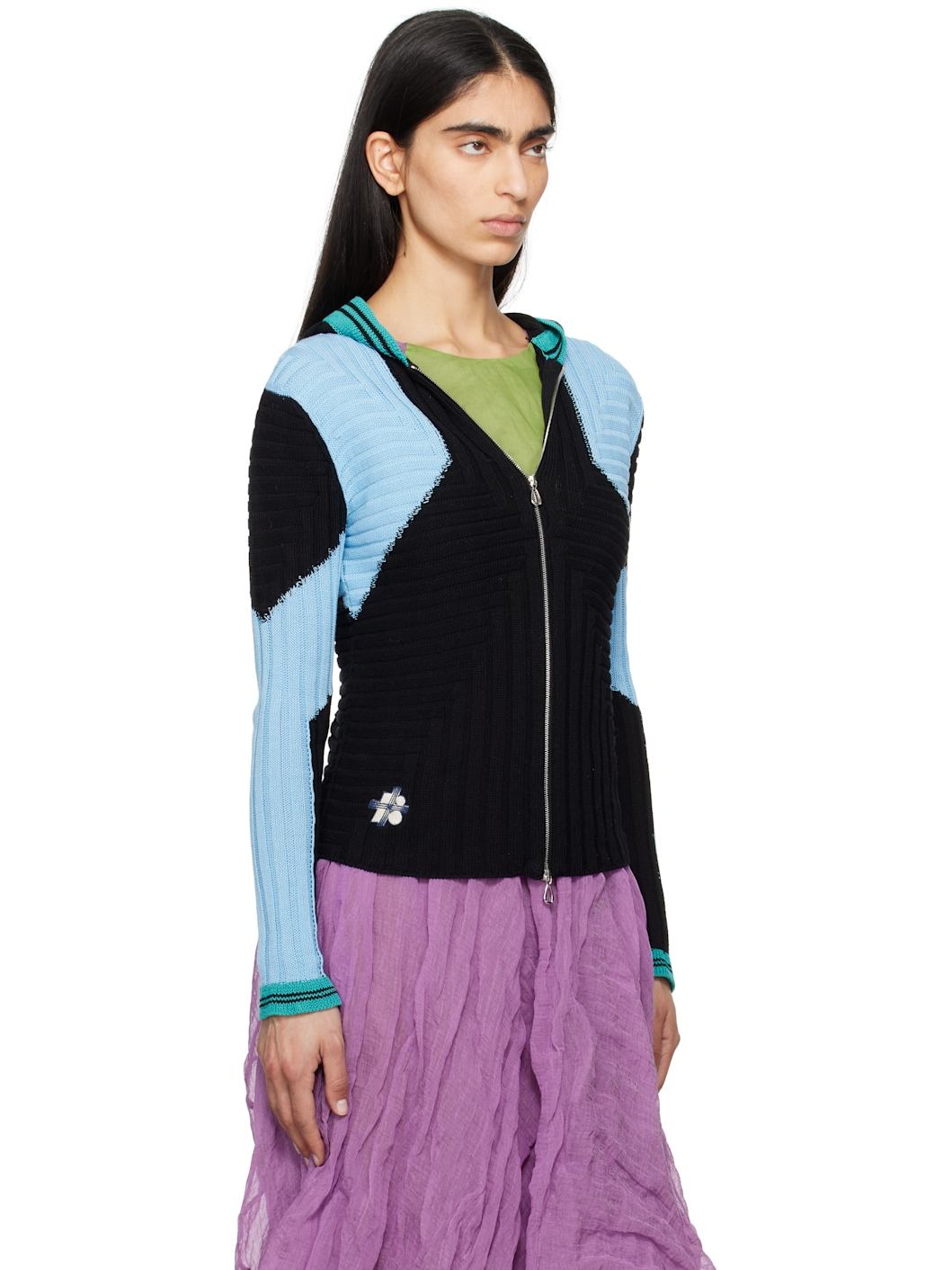 Black & Blue Quimby Fitted Knit Hoodie - 2