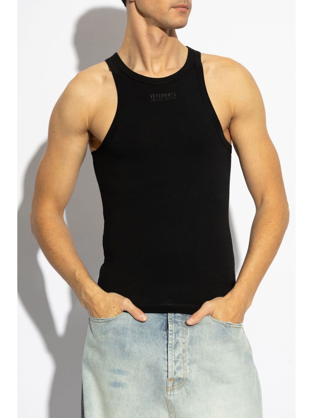 logo-embroidered stretch-cotton tank top - 3