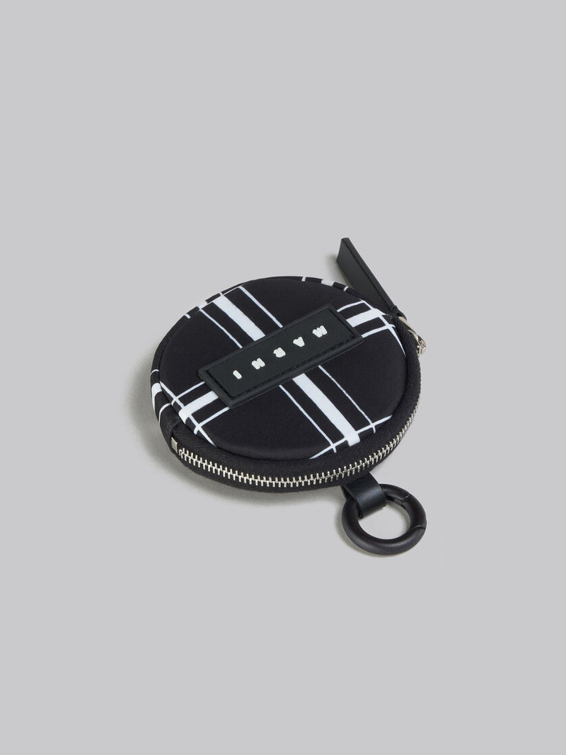BLACK CHECKED NYLON PUFF POUCH 4