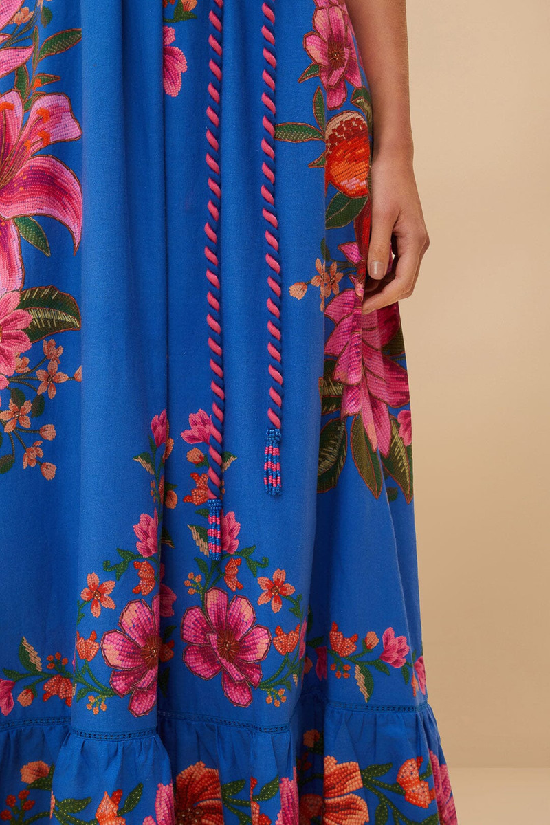 Blue Summer Fruit Scarf Lenzing™ Ecovero™ Euroflax™ Maxi Dress 5