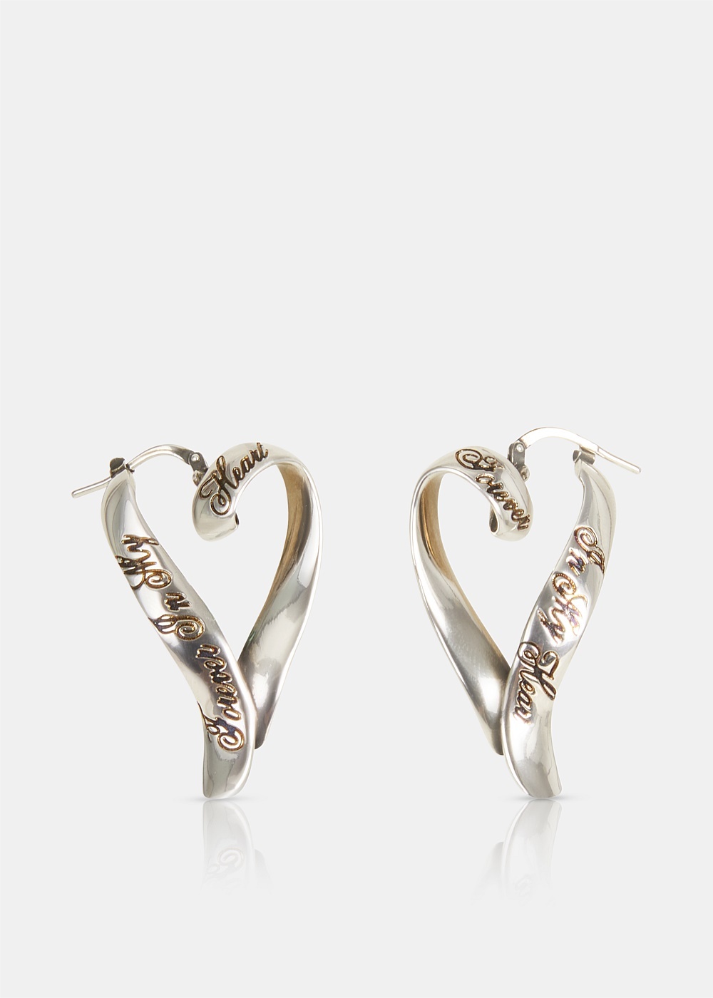 Antique Silver Heart Earrings - 1