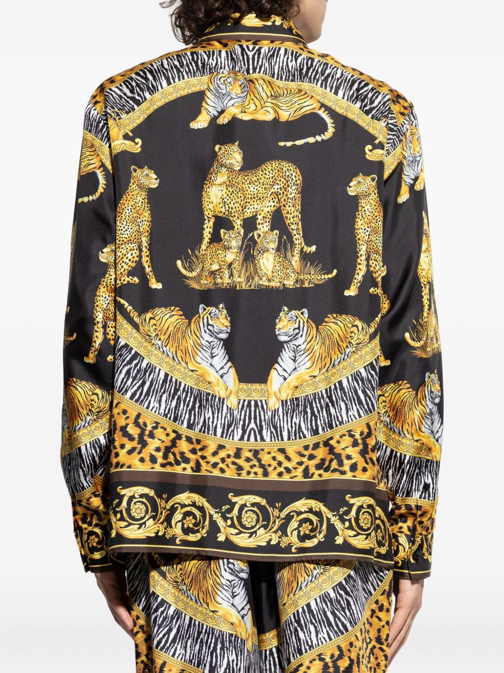 tiger leopard baroque-print shirt - 4