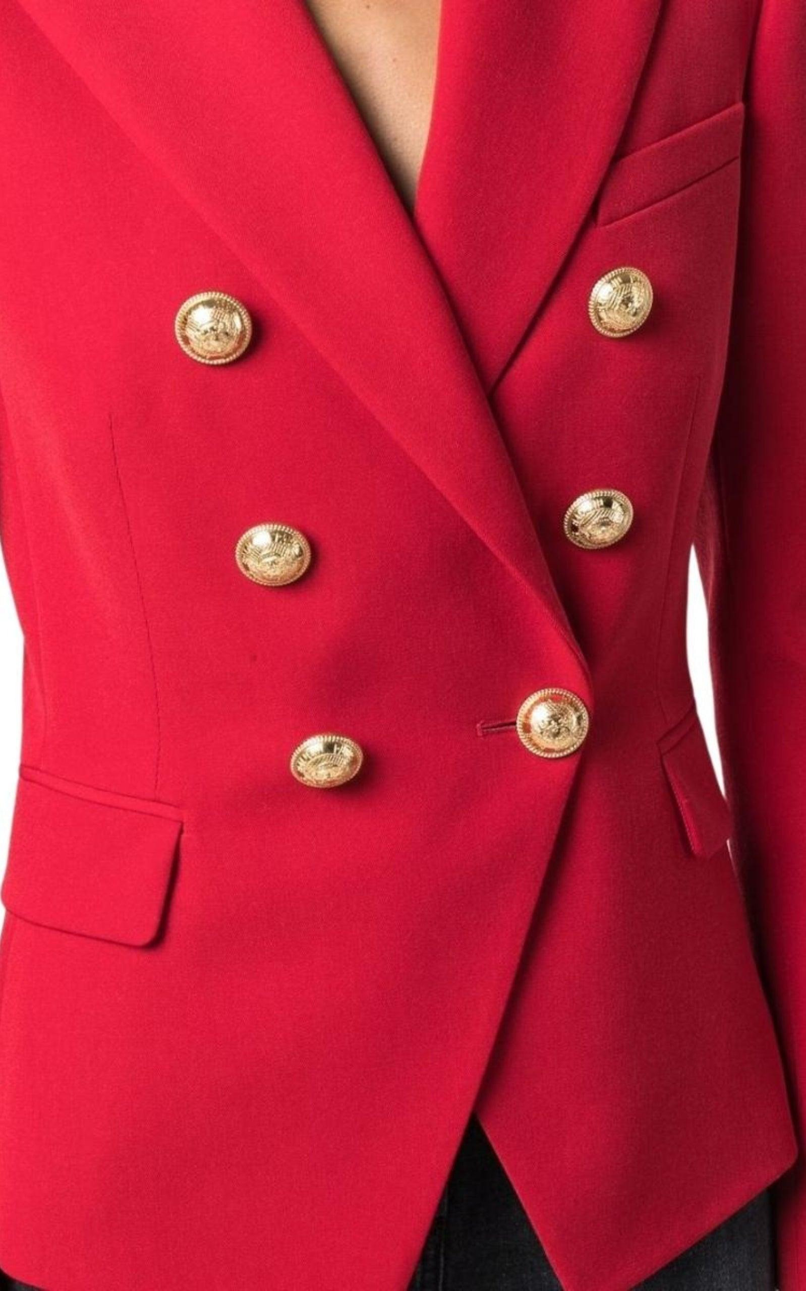 Double Breasted Tailored Wool Blazer - 5