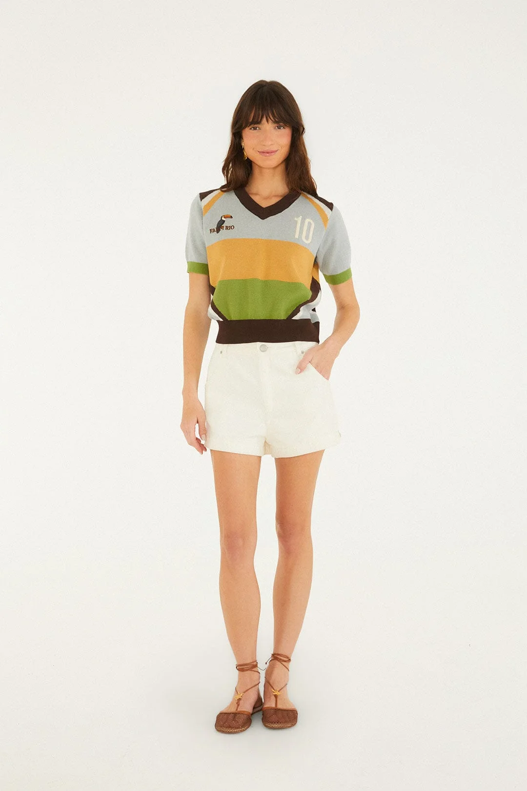 Multicolor Toucan Short Sleeve Knit Top - 1