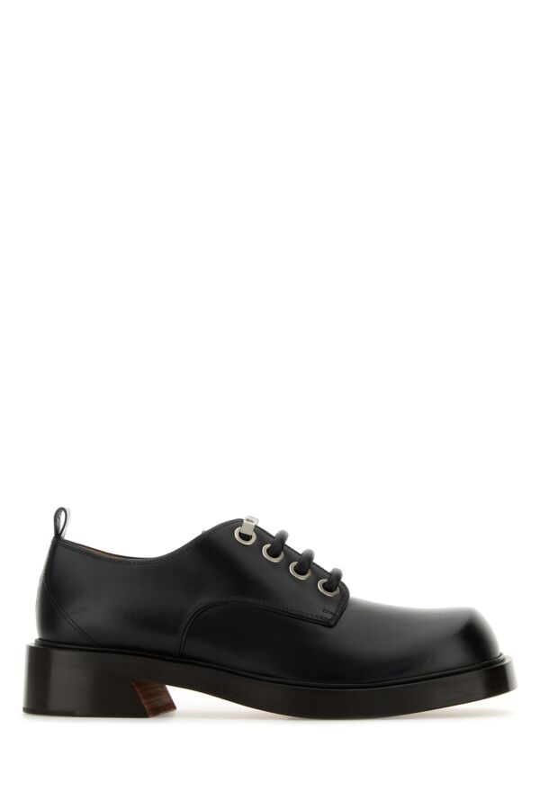 Black leather lace-up shoes - 1