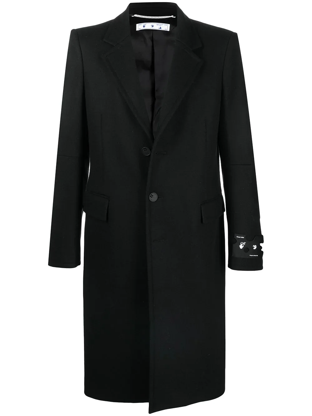 logo embellished single-breasted coat - 1
