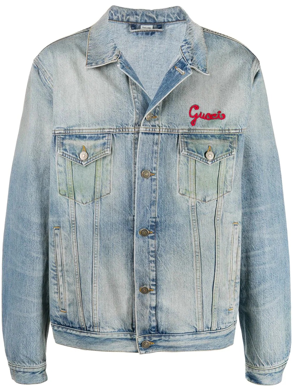 cat-embroidered denim jacket - 1