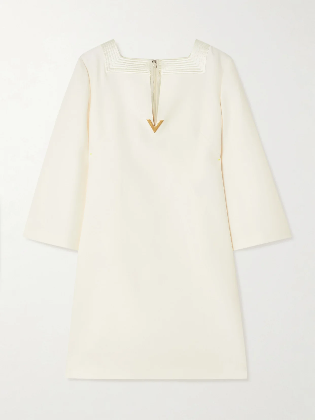 Embellished Silk Satin-trimmed Wool And Silk-blend Crepe Mini Dress - 1