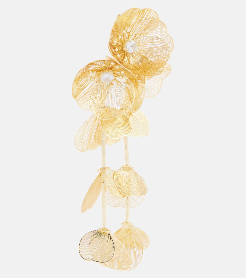 self-portrait Embellished gold-plated clip-on earrings outlook