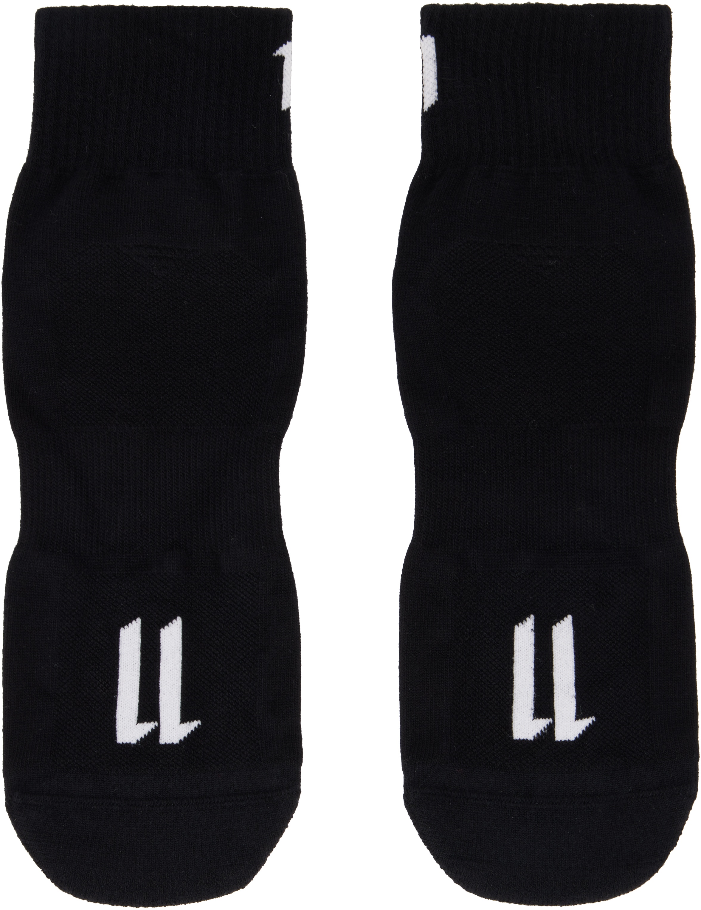 11 by Boris Bidjan Saberi Three-Pack Black 11 Logo Socks | REVERSIBLE