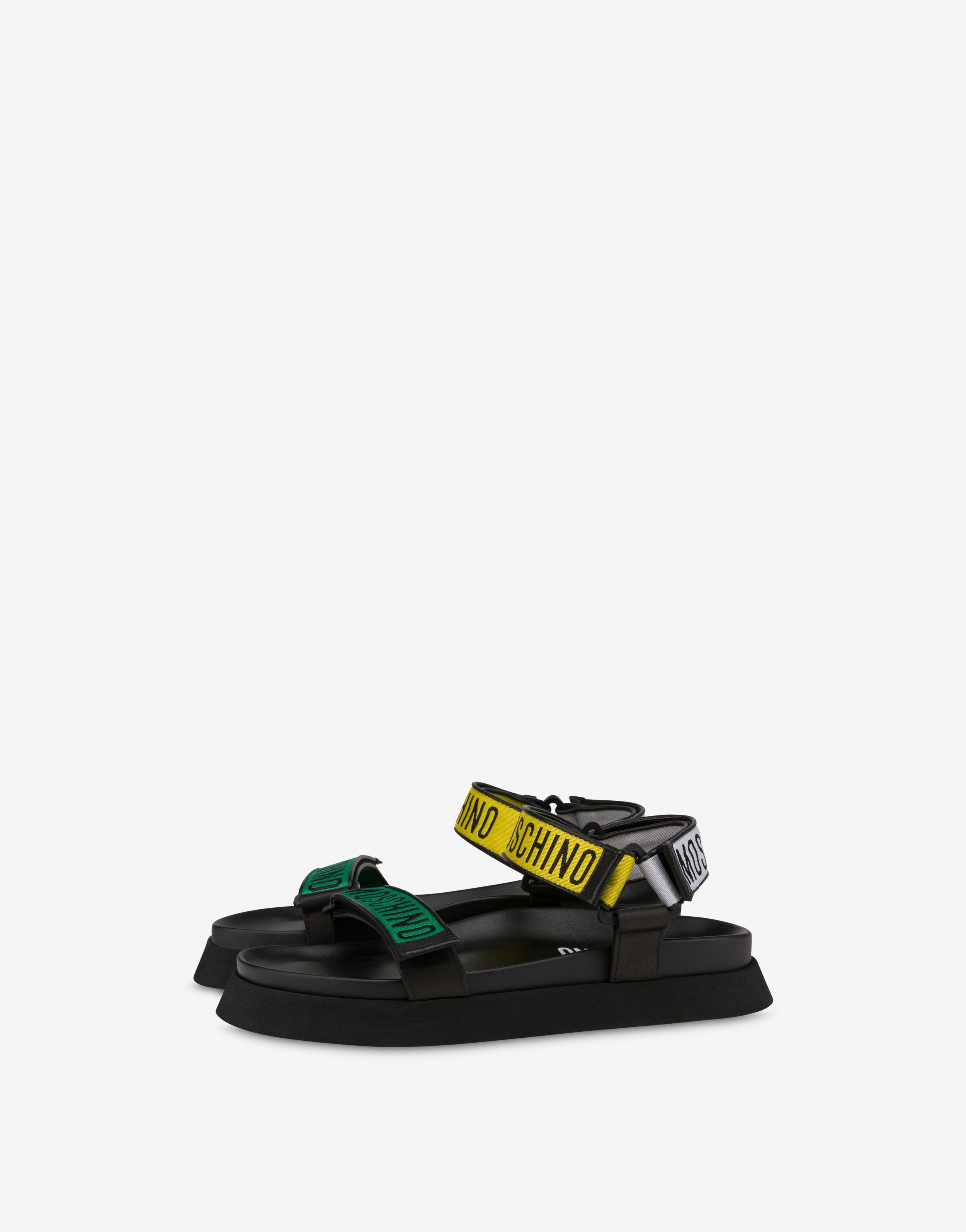 MULTI LOGO TAPE PLATFORM SANDALS - 1