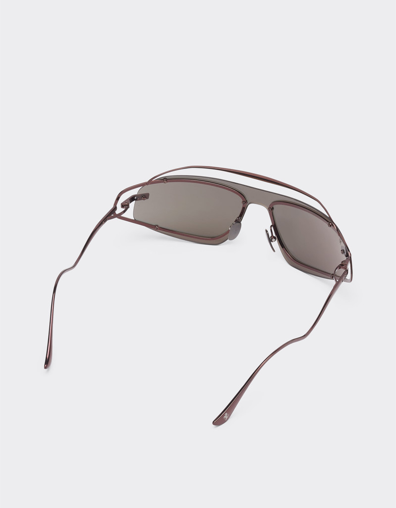 Ferrari sunglasses in brown titanium with gold-tone mirror brown shield 6