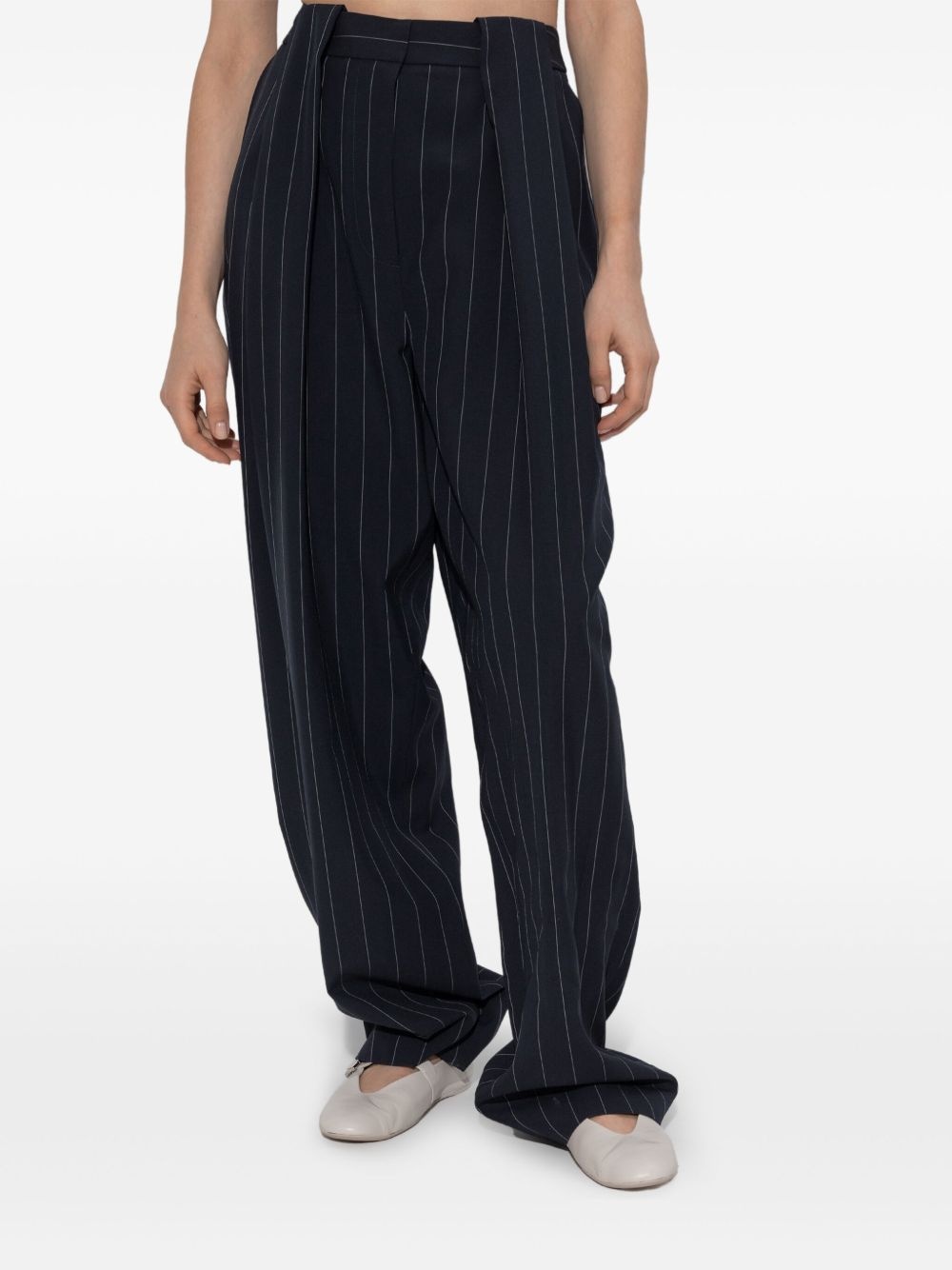 pinstripe-pattern panelled trousers - 3