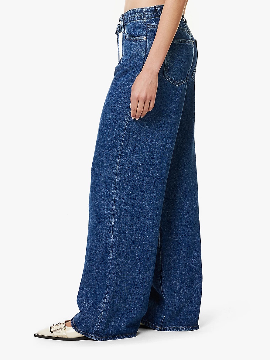 Patch-pocket wide-leg mid-rise denim jeans - 3